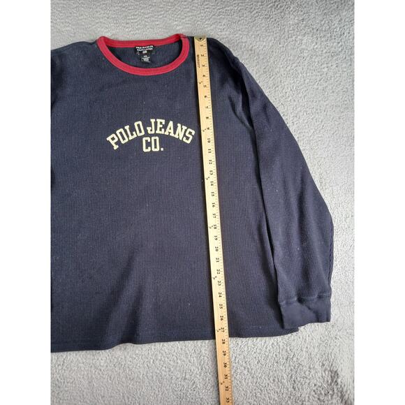 Polo Ralph Lauren Sweater Mens XXL 2XL Blue Waffle Knit Crewneck Long USA Made - Picture 3 of 6
